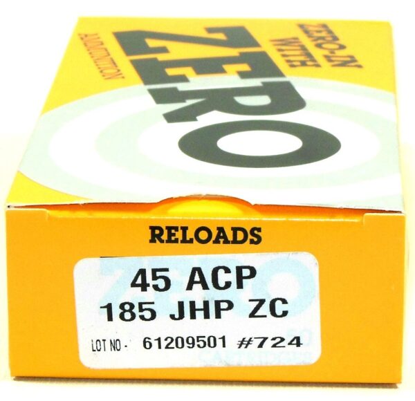 Zero Reload 45 185 Grain Jacketed Hollow Point (50)