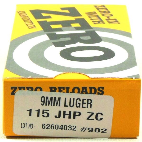 Zero Reload 9mm 115 Grain Jacketed Hollow Point (50)