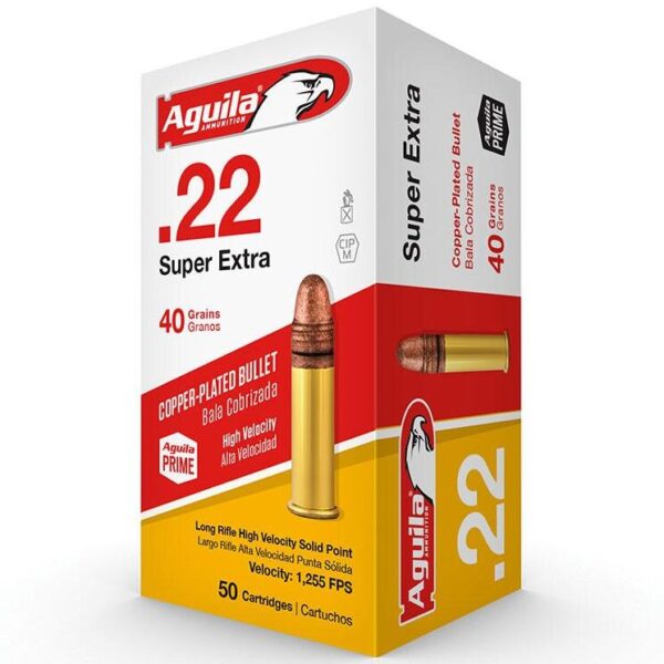 Aguila 22 LR 40 Gr Super Extra Copper Coated Round Nose High Velocity (50)