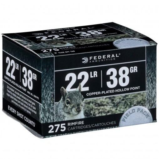Federal 22 LR 38 Gr Plated Lead HP Field Pack (275)