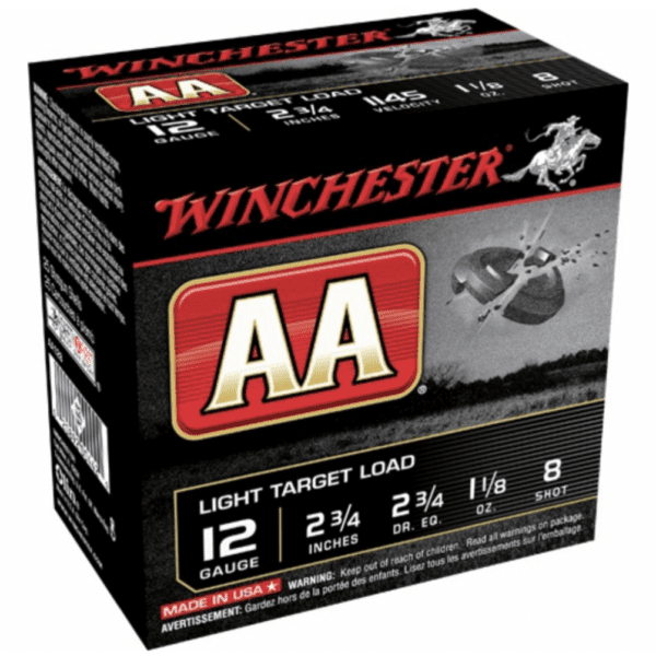 Winchester Shotshell 12 Ga 1 1/8 Oz #8 2 3/4" AA 1145 Fps (25)