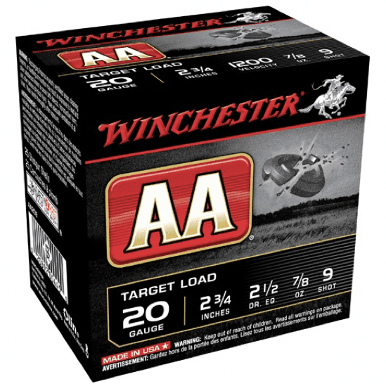 Winchester Shotshell 20 Ga 7/8 Oz #9 2 3/4" AA Target Load 1200 Fps (25)