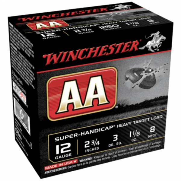 Winchester Shotshell 12 Ga 1 1/8 Oz #8 2 3/4" AA Super-Handicap 1250 Fps (25)