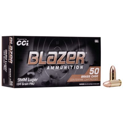 CCI Blazer Brass Ammunition 9MM 124 Gr FMJ (50)