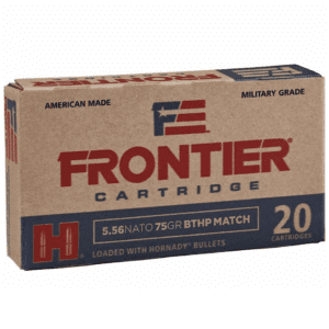 Frontier 5.56 Nato 75 Gr Hornady Boat Tail Hollow Point Match Ammunition (20 Rounds)