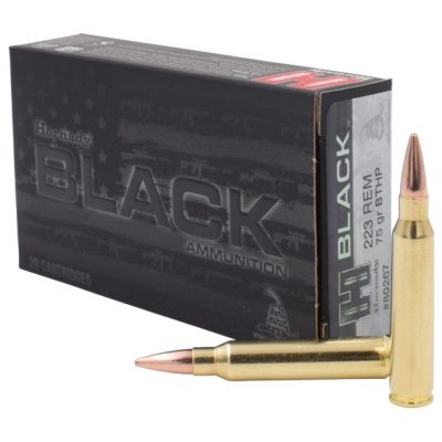 Hornady 223 Rem 75 Grain Hollow Point Boat Tail Match Black (20)
