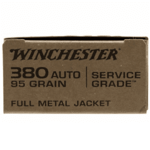Winchester 380 ACP 95 Grain Full Metal Jacket Flat Nose Service Grade (50)