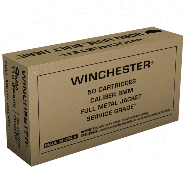 Winchester 9mm 115 Grain FMJ Service Grade (50)
