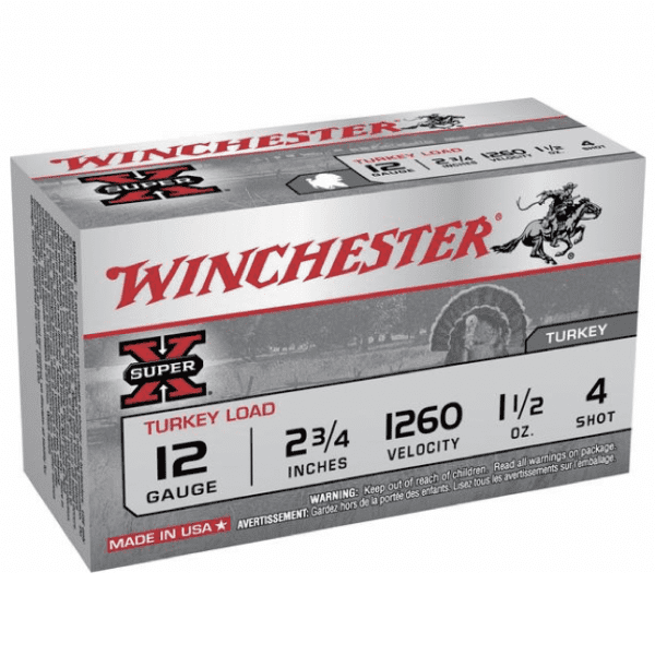 Winchester 12 Gauge 2-3/4" 1-1/2oz #4 Copper-Plated Lead Super-X Turkey (10)