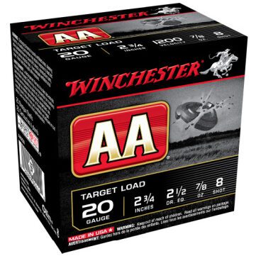 Winchester Shotshell 20 Ga 7/8 Oz #8 2 3/4" AA Target Load 1200 Fps (25)