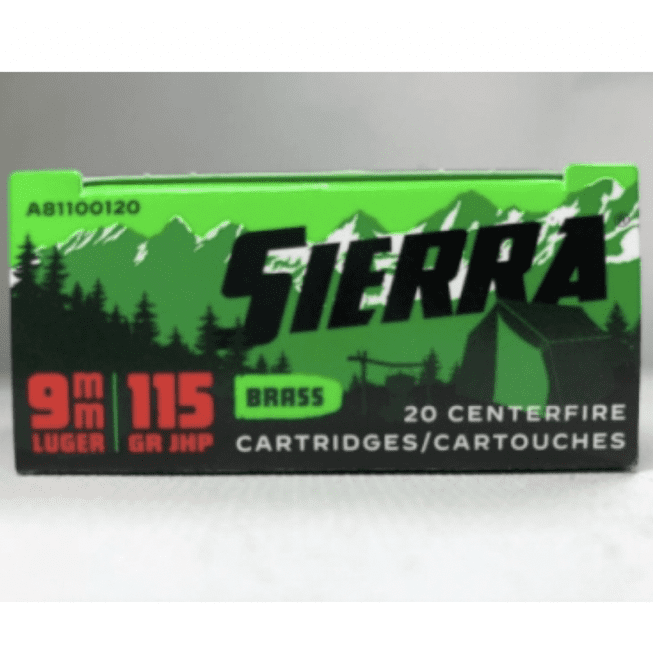 Sierra Outdoor Master 9mm 115 Gr JHP Ammunition (20)