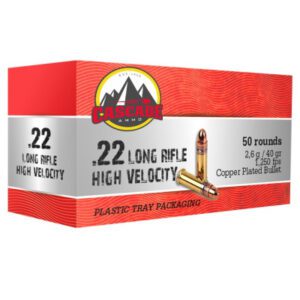 Cascade 22 LR Ammo 40 Gr Lead Round Nose Copper Plated HV (50) 1250 FPS With Tray