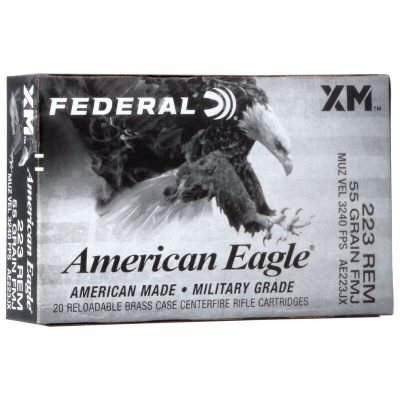Federal 223 Remington 55 Grain American Eagle FMJBT Ammunition 20 Rounds