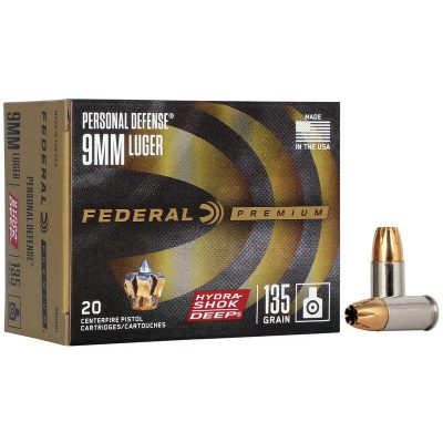 Federal 9mm 135 Gr Premium Hydra-Shok Deep JHP (20)
