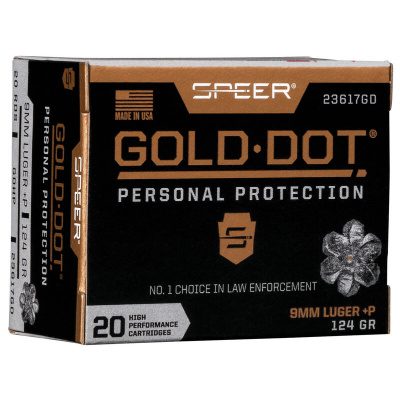 Speer 9MM +P 124 Gr Gold Dot GDHP Ammunition (20)