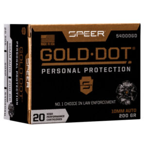 Speer 10MM Auto 200 Gr Gold Dot Duty Ammunition GD Hollow Point (20)